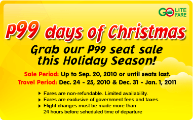 Cebu Pacific Air 99 Pesos Seat Sale for 2010 Holiday Season!