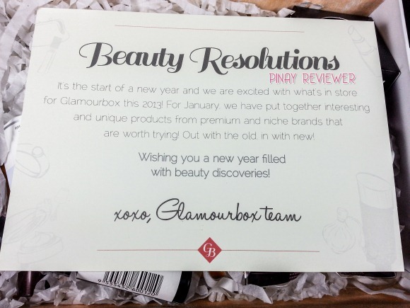 Glamourbox January 2013 Theme - Beauty Resolutions Glamourbox January 2013 Theme - Beauty Resolutions