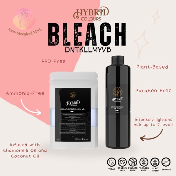 Hybrid Colours Bleach Kit Dntkllmyvb with 9% Developer (NO Oil Included) Bleach and Developer